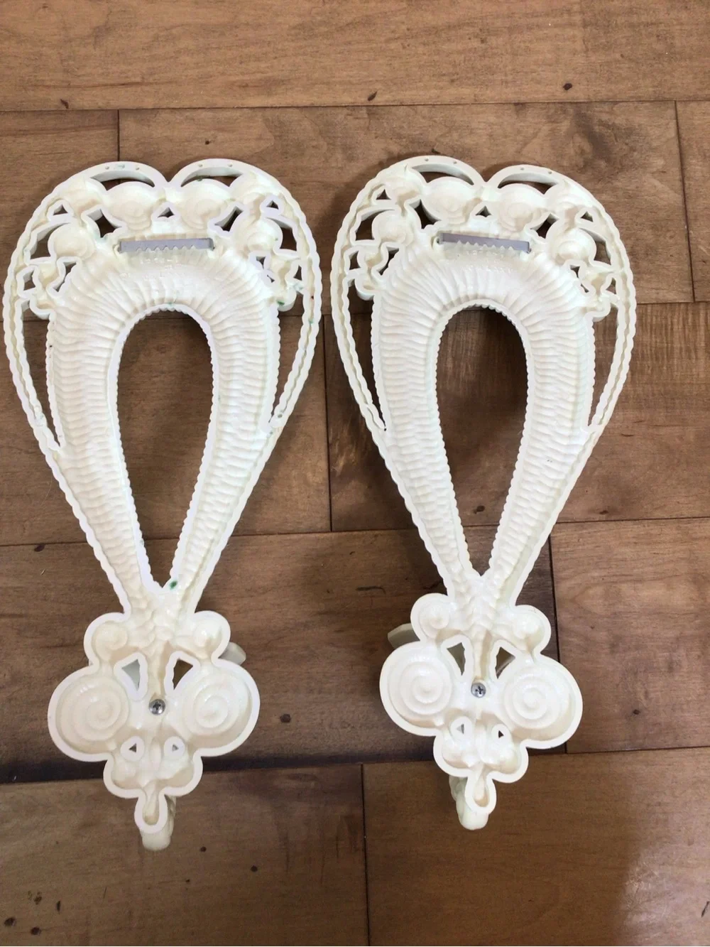 Vintage 1975 Burwood Products Faux Wicker Wall Sconce Pair MCM Boho Rattan 17